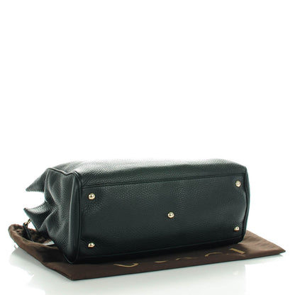 Gucci Pebbled Calfskin Medium Bamboo Shopper Tote Black 4 of 7