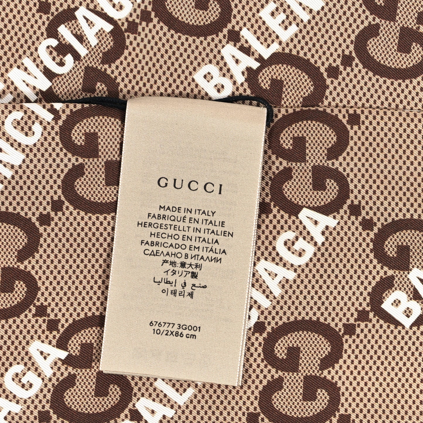 X BALENCIAGA Silk Twill Maxi GG Monogram GG B Neck Bow Scarf Beige White