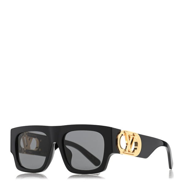 Louis Vuitton Acetate LV Link Square Sunglasses Z1478E Black