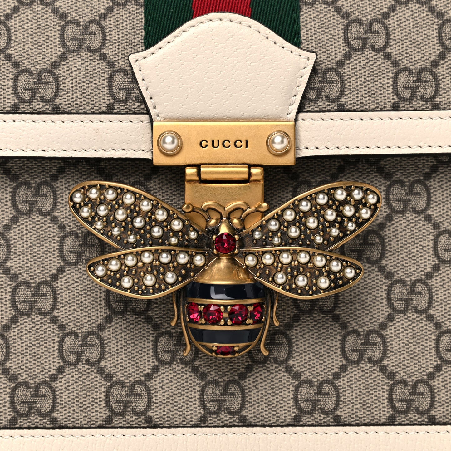 GG Supreme Monogram Small Queen Margaret Top Handle Bag White