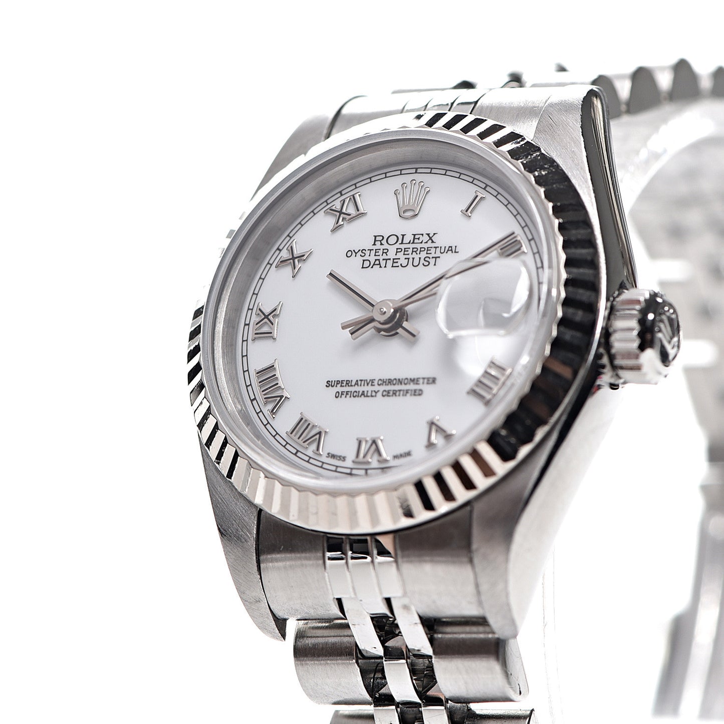 Stainless Steel 18K White Gold 26mm Oyster Perpetual Datejust Watch White Roman 69174