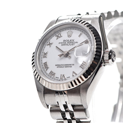 Rolex Stainless Steel 18K White Gold 26mm Oyster Perpetual Datejust Watch White Roman 69174 7 of 7