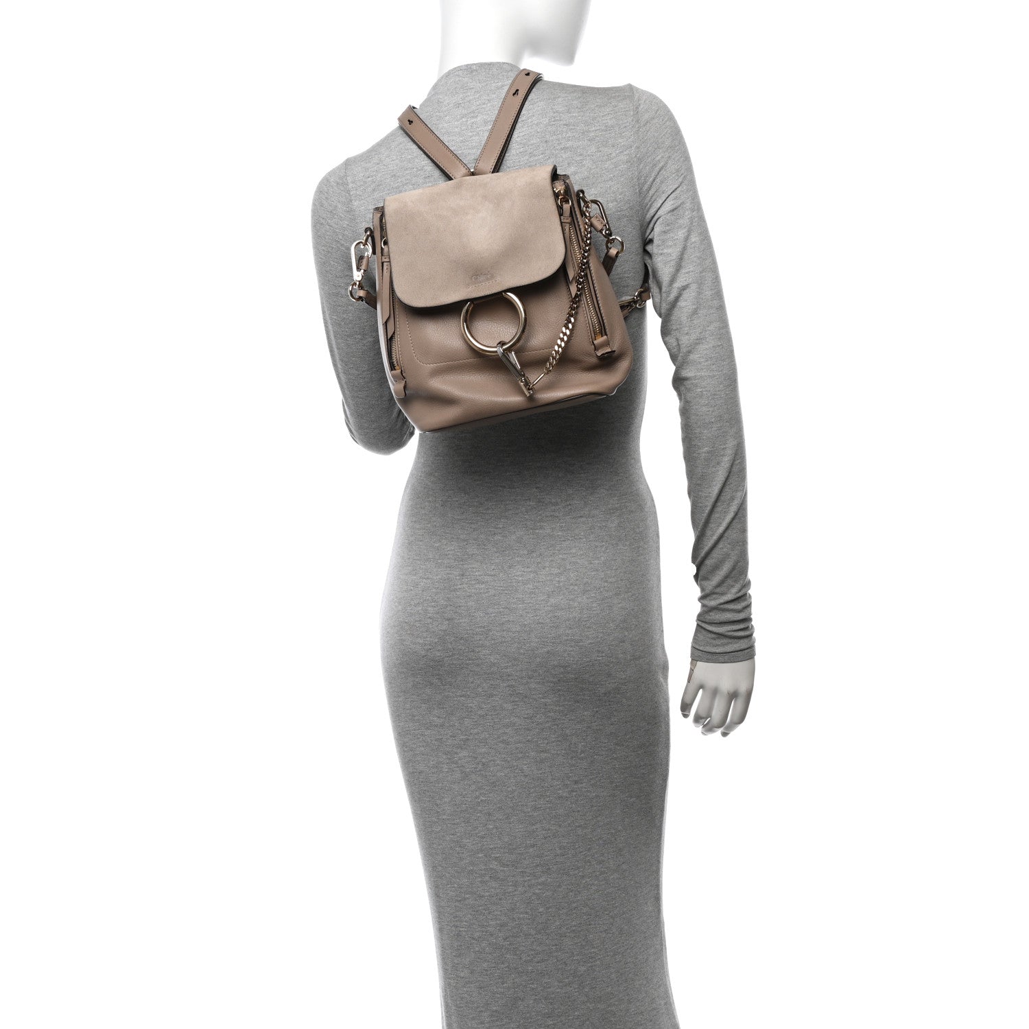 Chloe Suede Calfskin Medium Faye Backpack Motty Grey 2 of 16