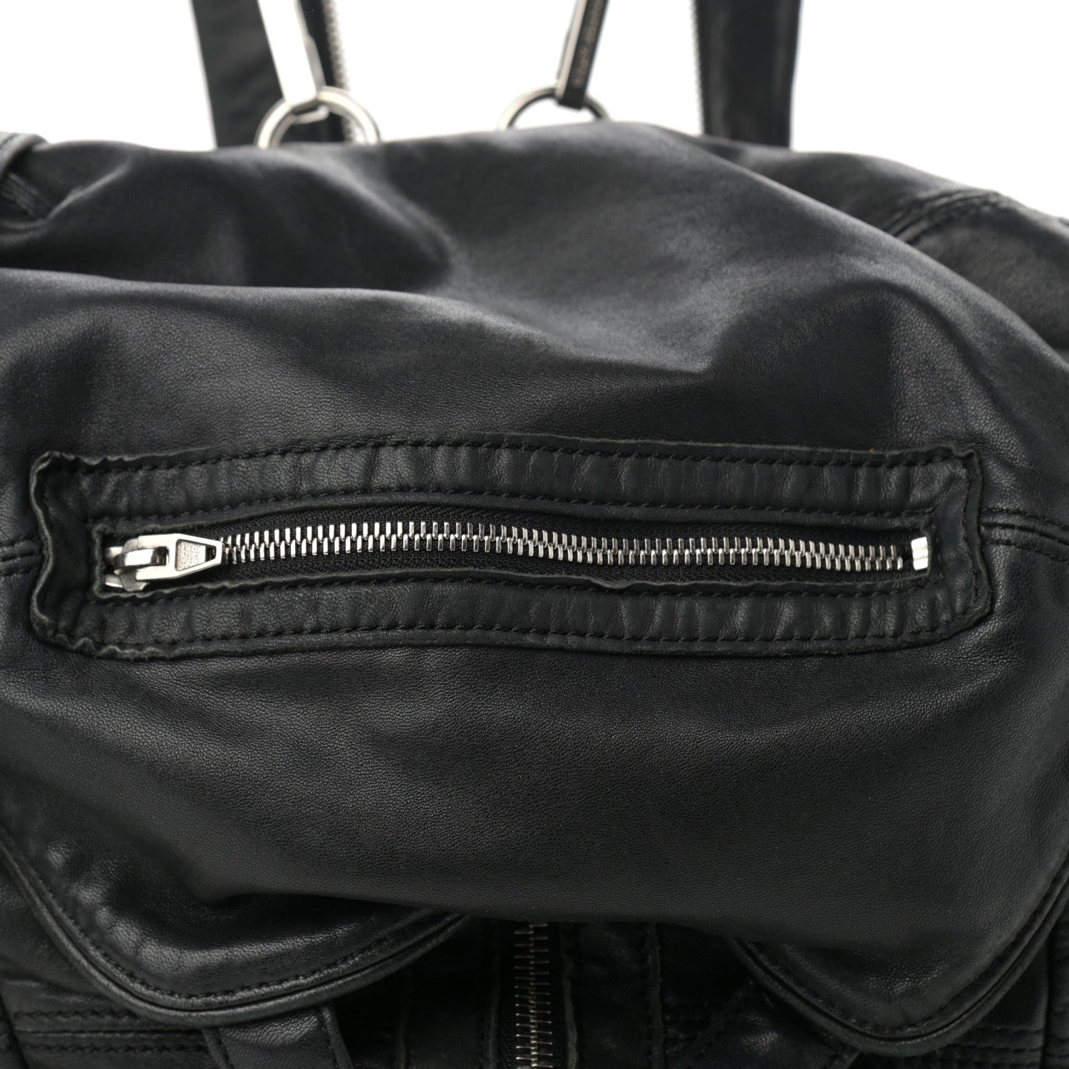 Alexander Wang Lambskin Marti Backpack Bag Washed Black Rhodium Hardware 9 of 11