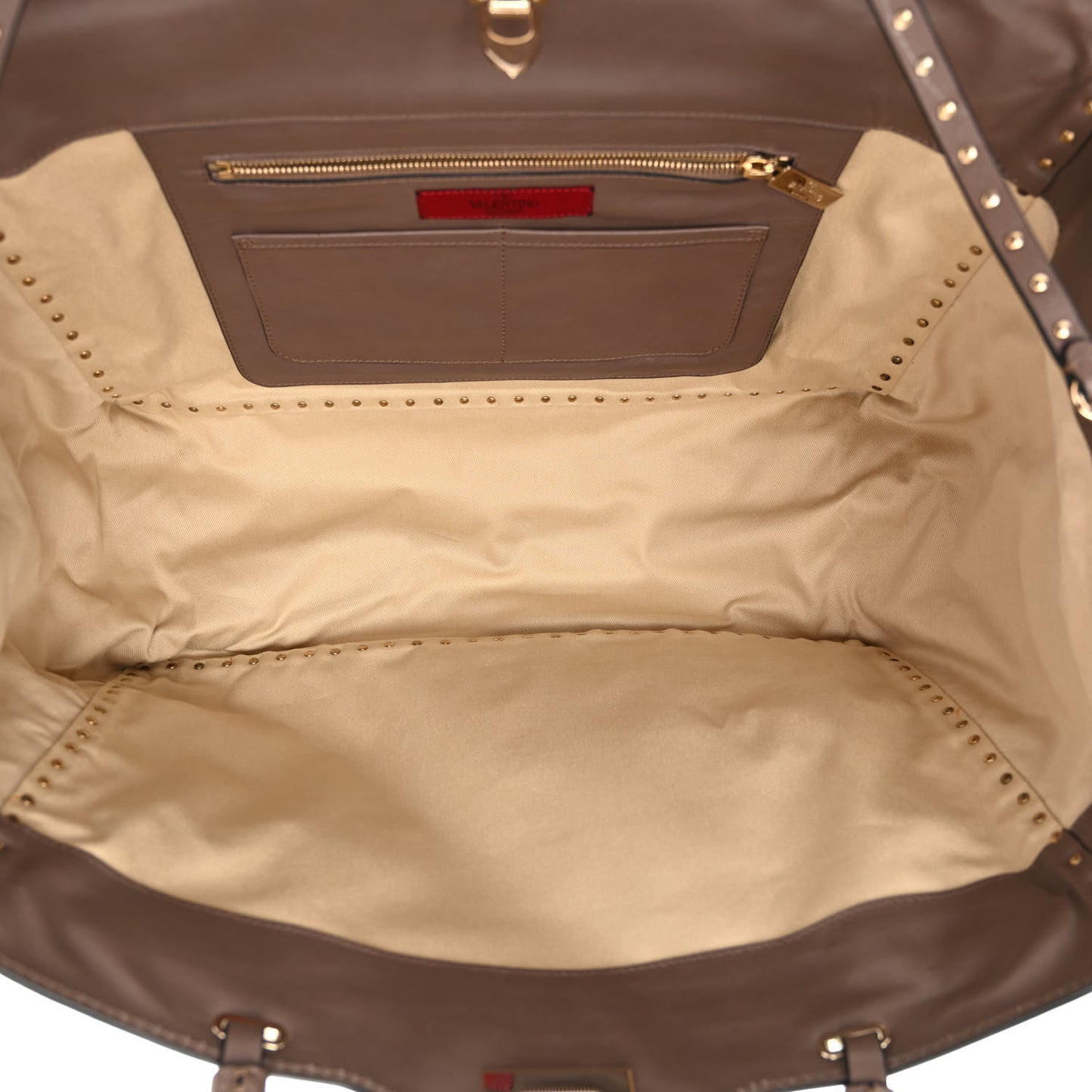 Vitello Large Rockstud Tote Brown