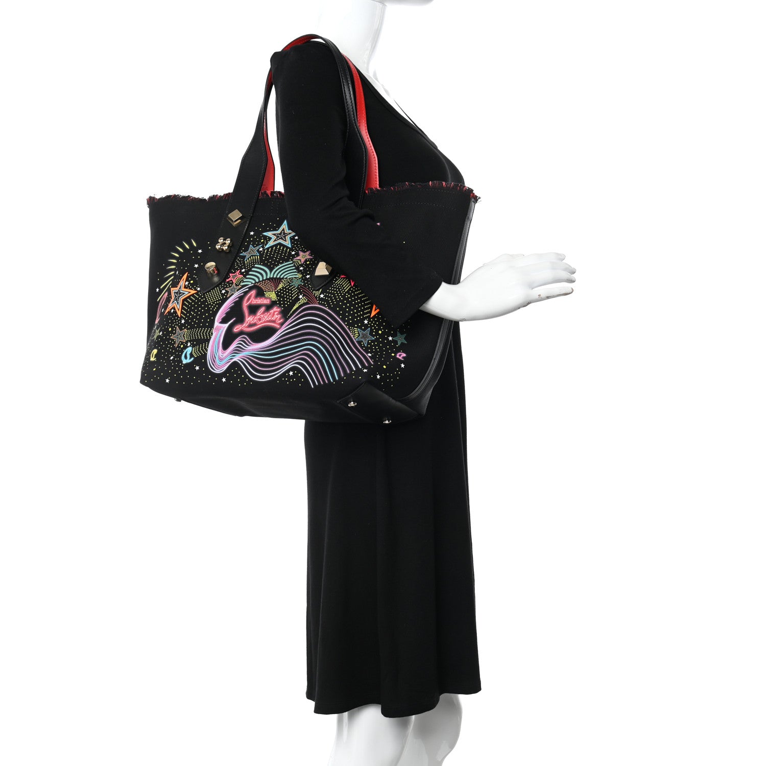 Christian Louboutin Canvas Frangibus Starlight Tote Black 2 of 10