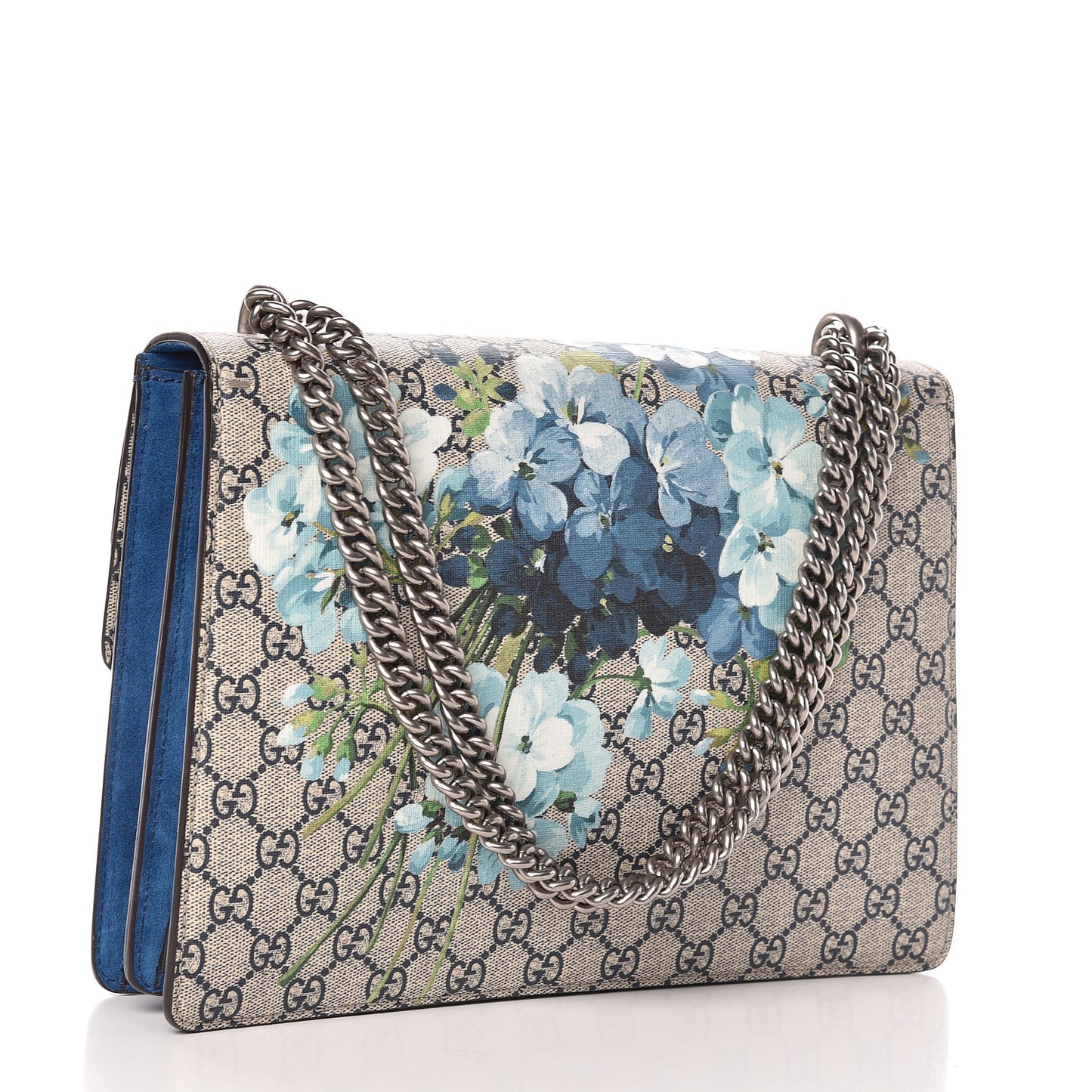 GG Supreme Monogram Blooms Medium Dionysus Shoulder Bag Beige Navy Vintage Blue