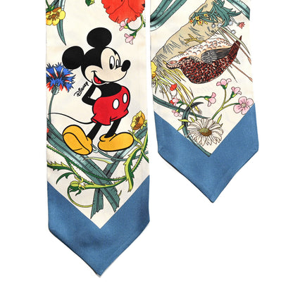 Gucci X DISNEY Silk Twill Mickey Lac Neck Bow Scarf Ivory Blue 2 of 5