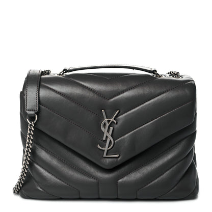 Saint Laurent Calfskin Y Quilted Monogram Small Loulou Chain Satchel Earth 1 of 10