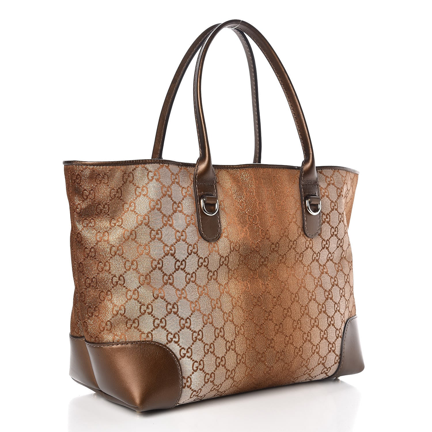 Gucci Monogram Lurex Heart Bit Charm Large Top Handle Tote Bronze 3 of 7