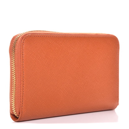 Prada Saffiano Zip Around Wallet Papaya 3 of 8