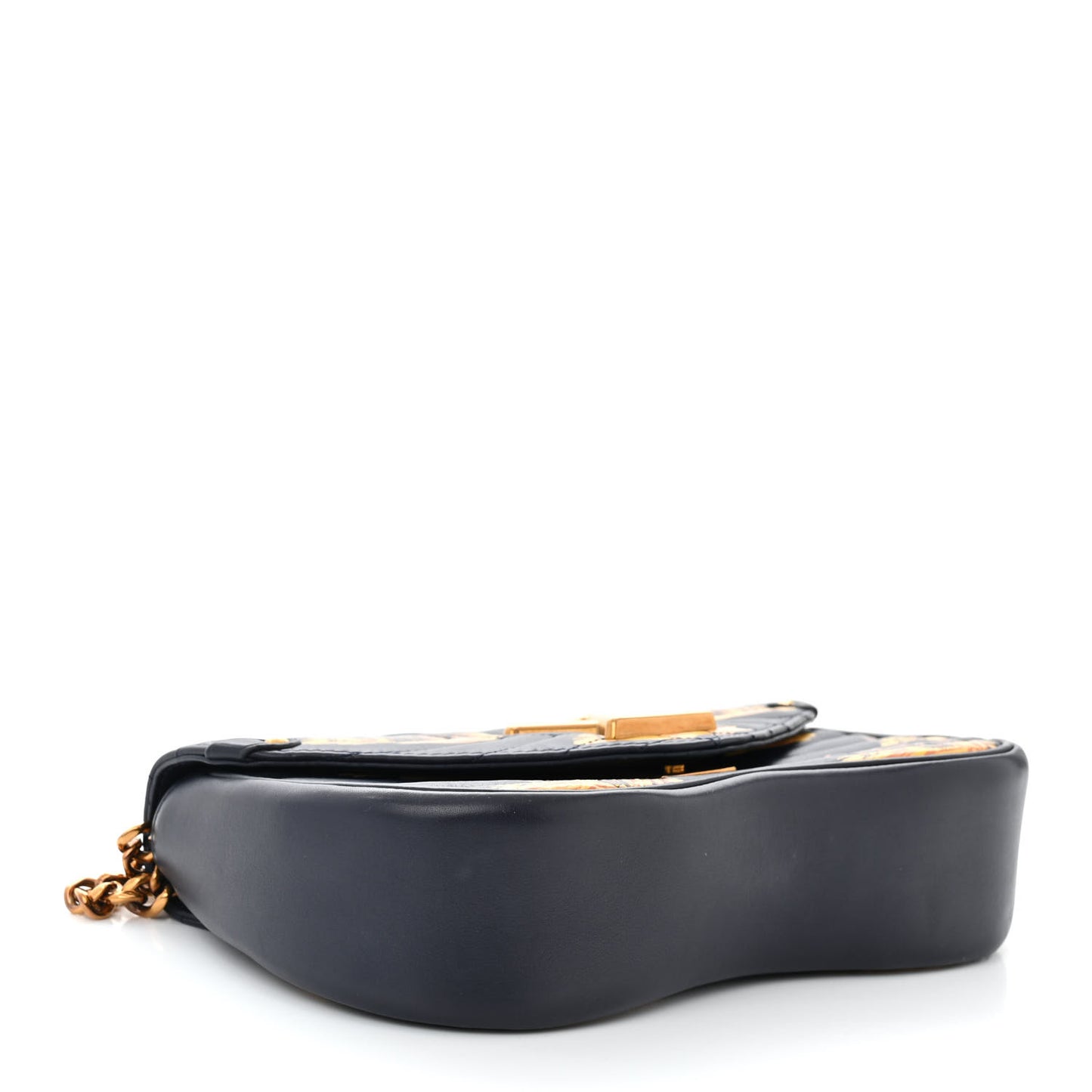 Calfskin Leopard Print New Wave Chain MM Navy