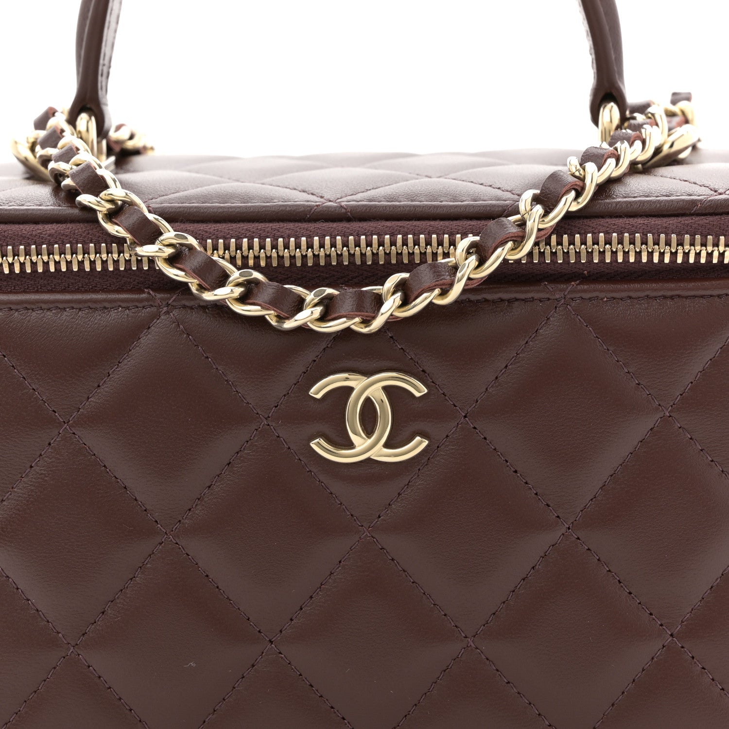 Chanel Lambskin Quilted Small Top Handle Vanity Case With Chain Dark Brown 8 of 11