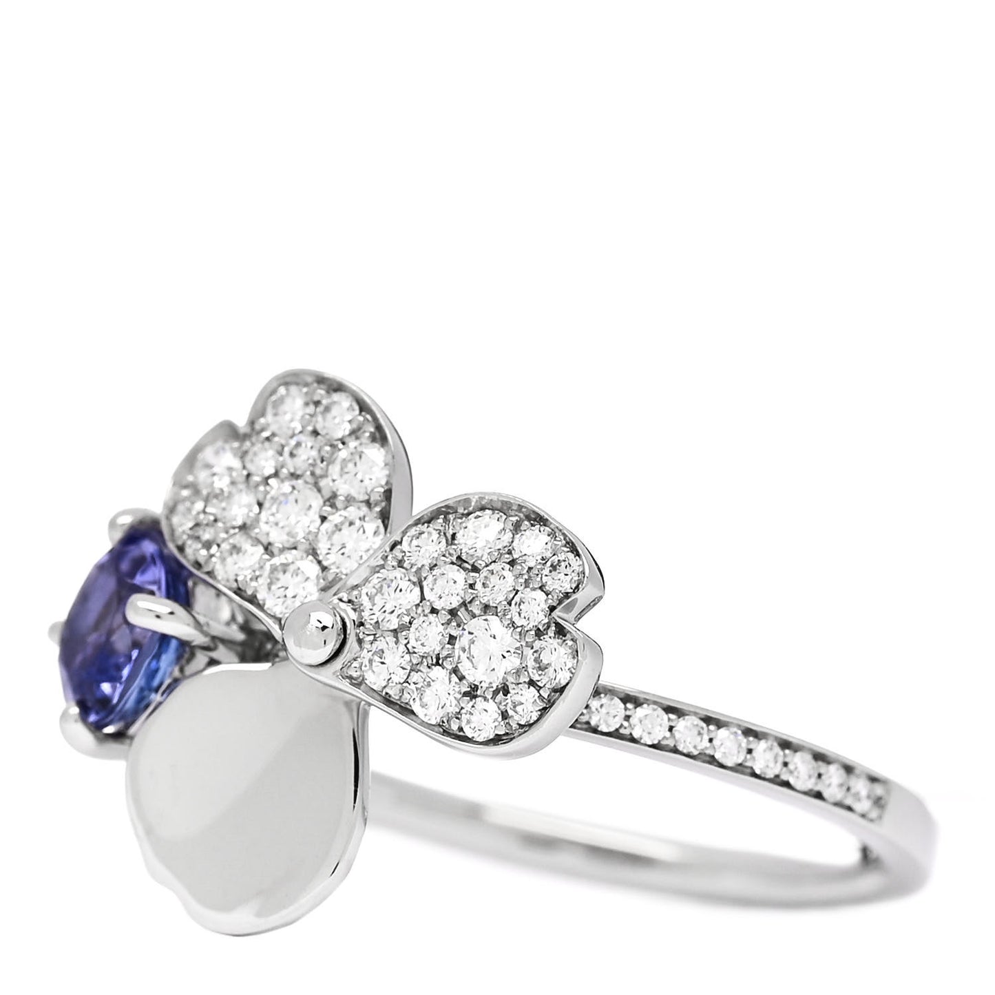 Platinum Diamond Tanzanite Paper Flowers Ring 52 6