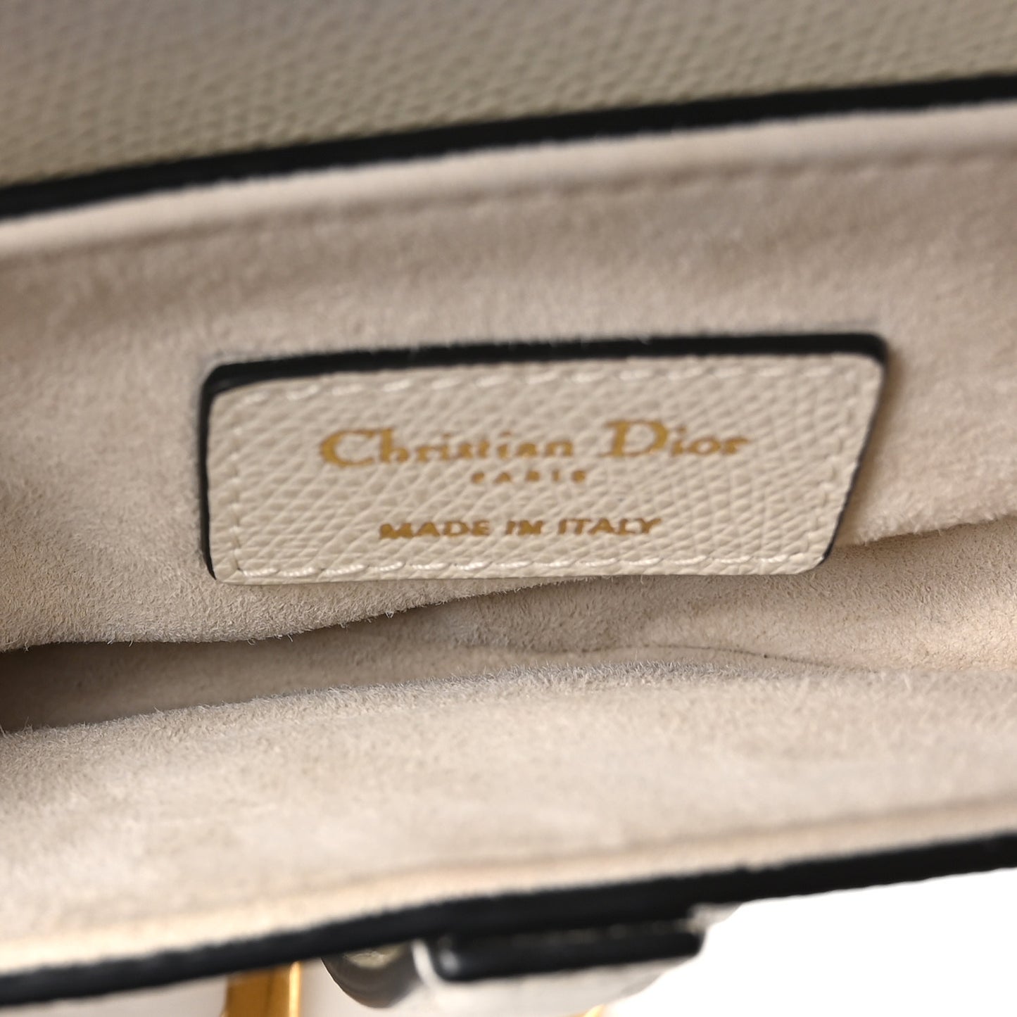 Grained Calfskin Mini Saddle Bag White
