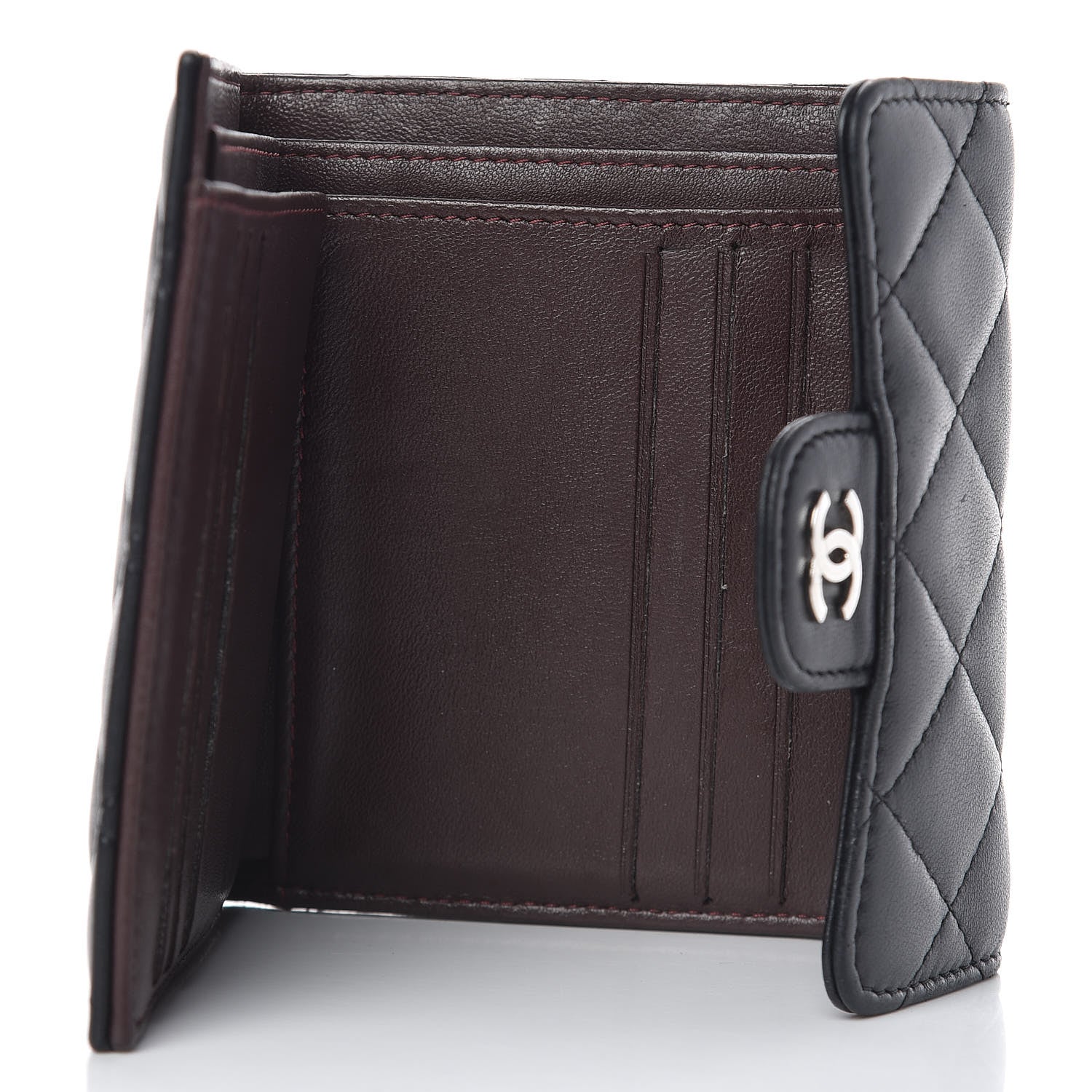 Chanel Lambskin Quilted Small Compact Wallet Black 5 of 8