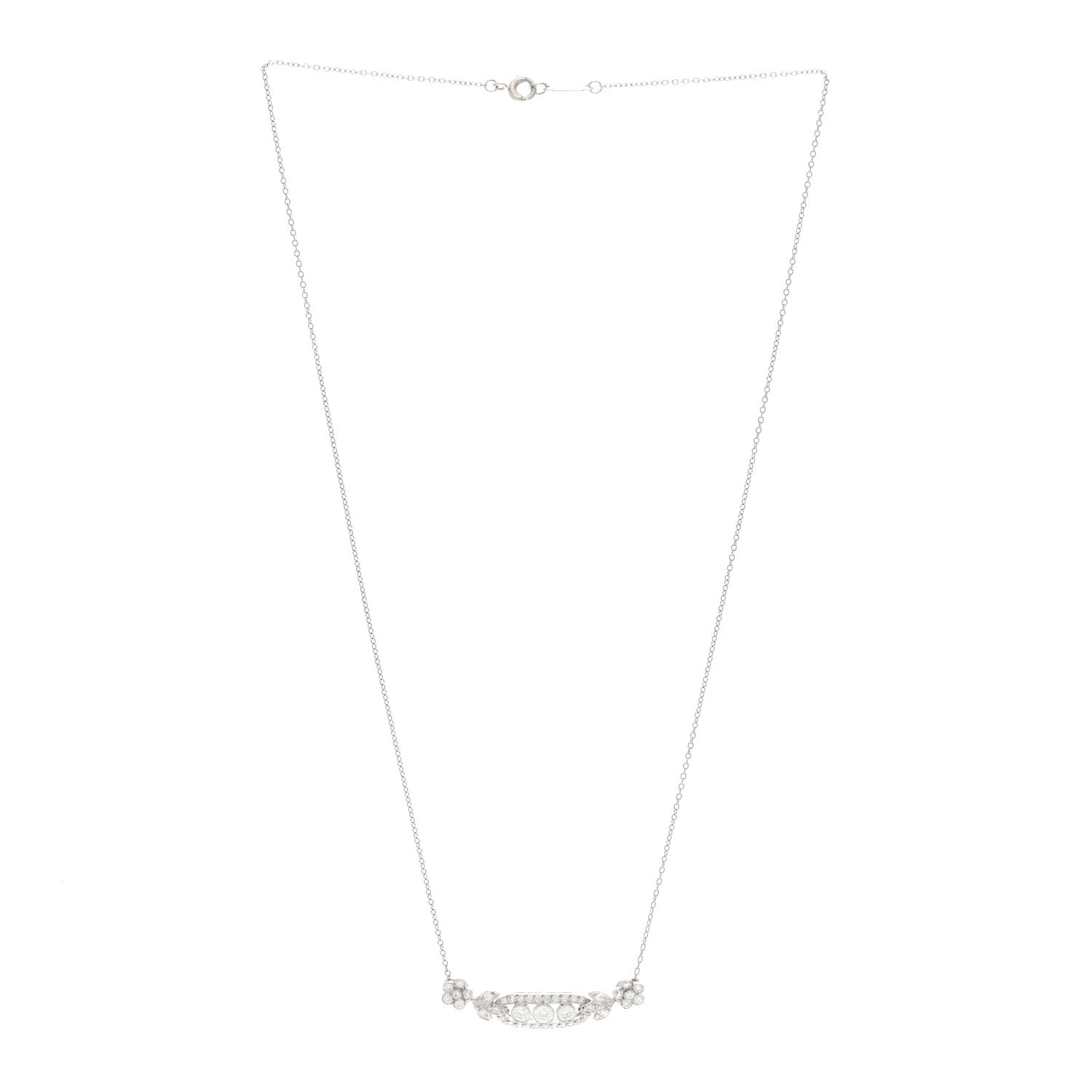 Tiffany Platinum Diamond Flower Cluster Pendant Necklace 3 of 6