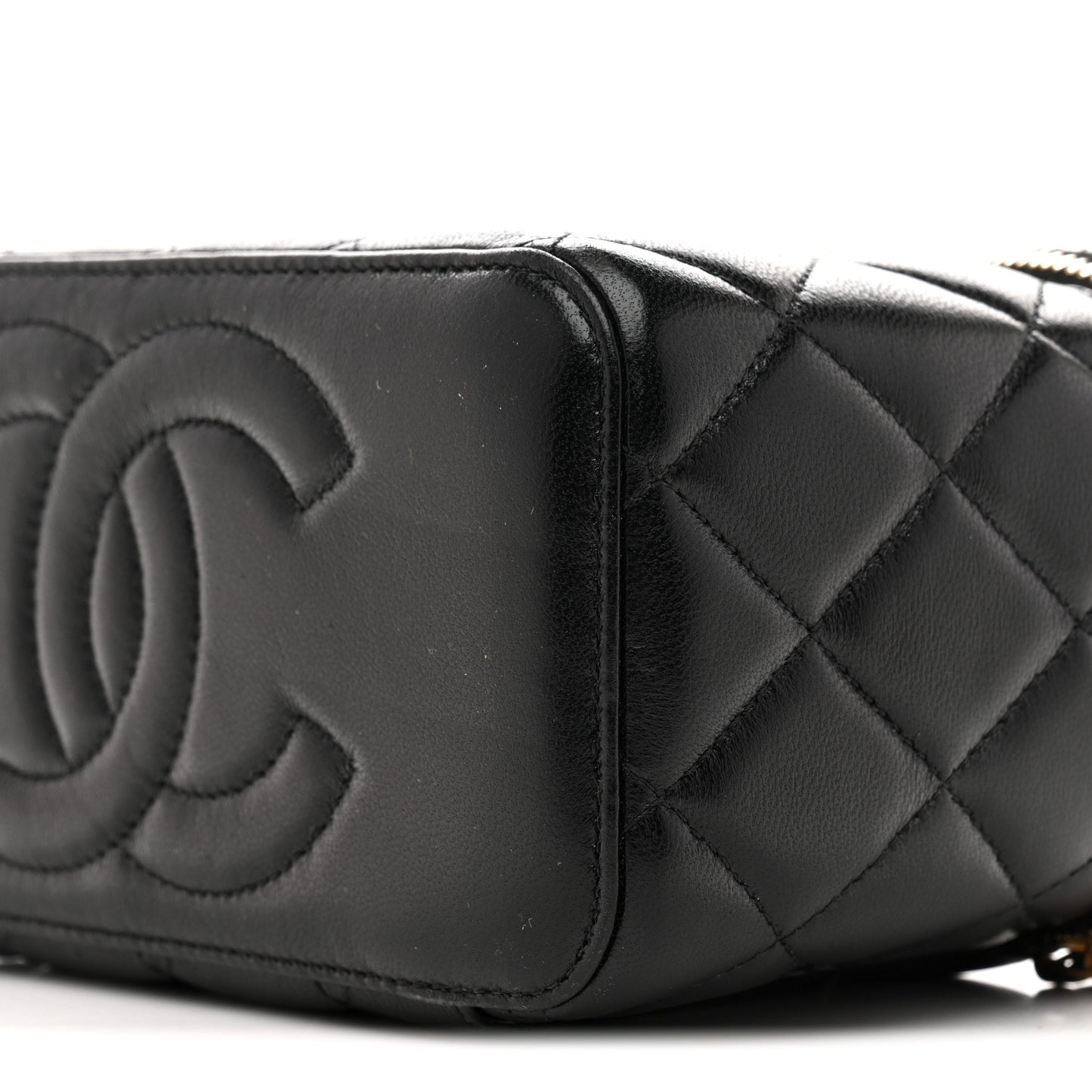 Lambskin Quilted Small CC Vanity Case Black