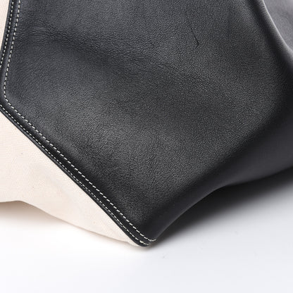 Celine Canvas Smooth Calfskin Frame Tote Black White 13 of 15