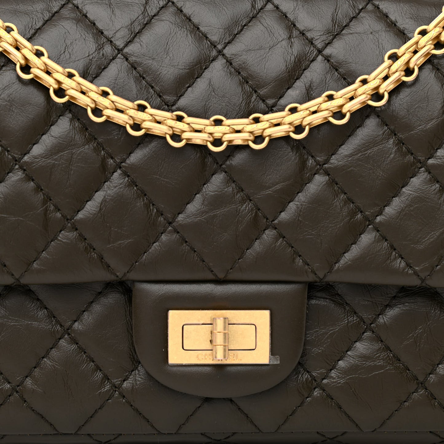 Aged Calfskin Quilted 2.55 Reissue 225 Flap Dark Green