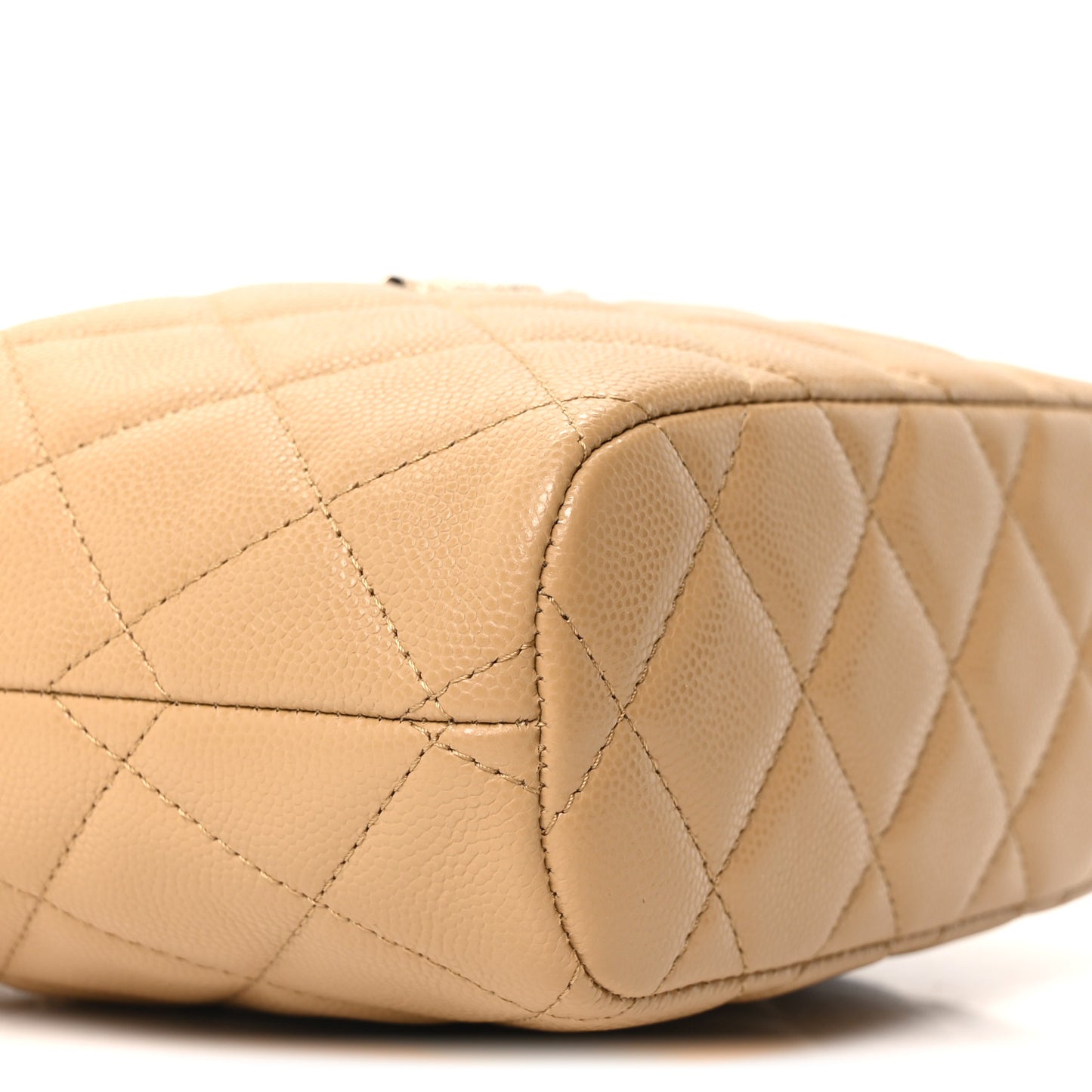 Caviar Quilted Chain Hobo Dark Beige