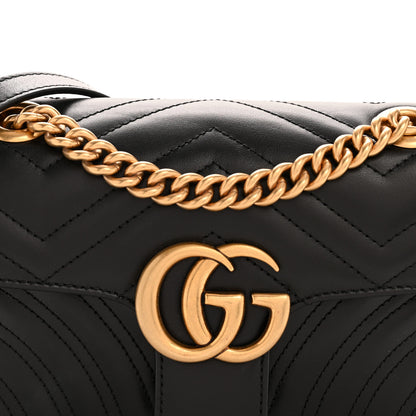 Gucci Calfskin Matelasse Mini GG Marmont Shoulder Bag Black 8 of 14