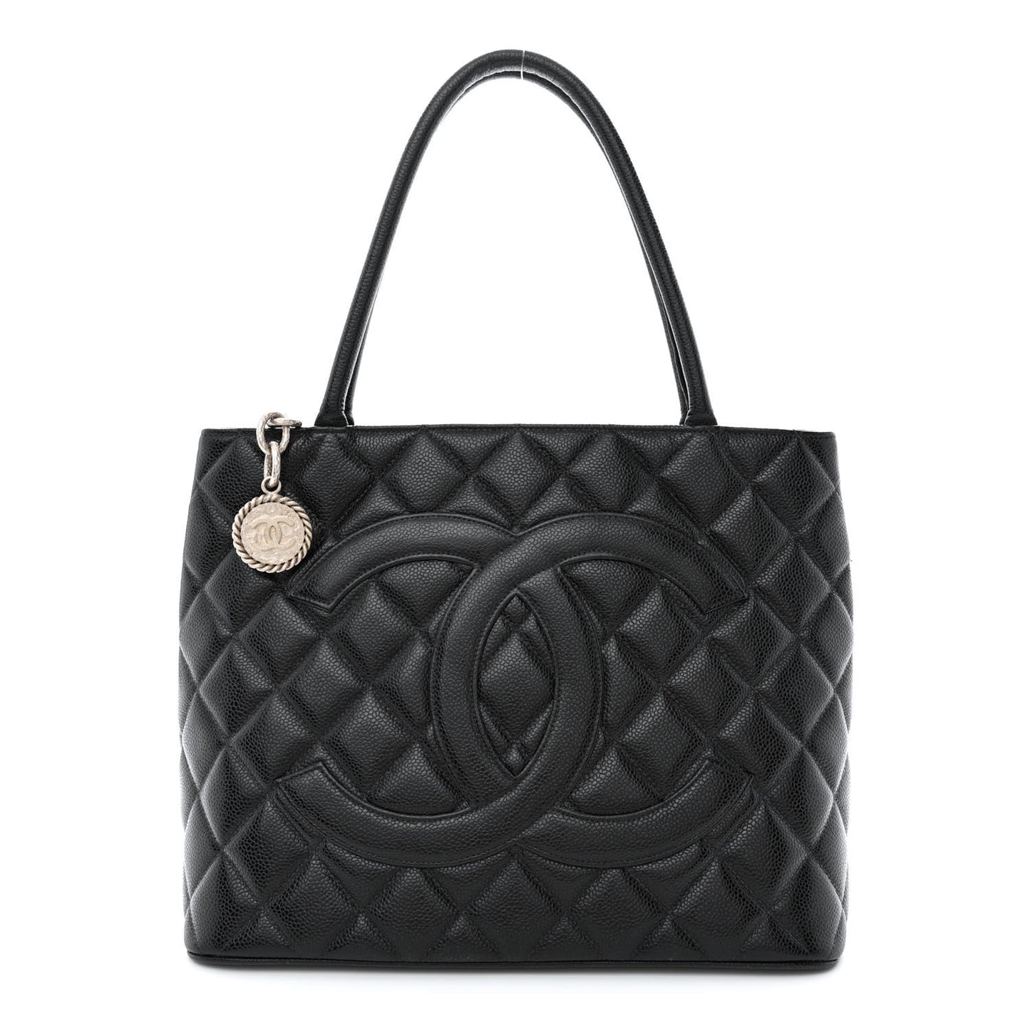 Caviar Quilted Medallion Tote Black