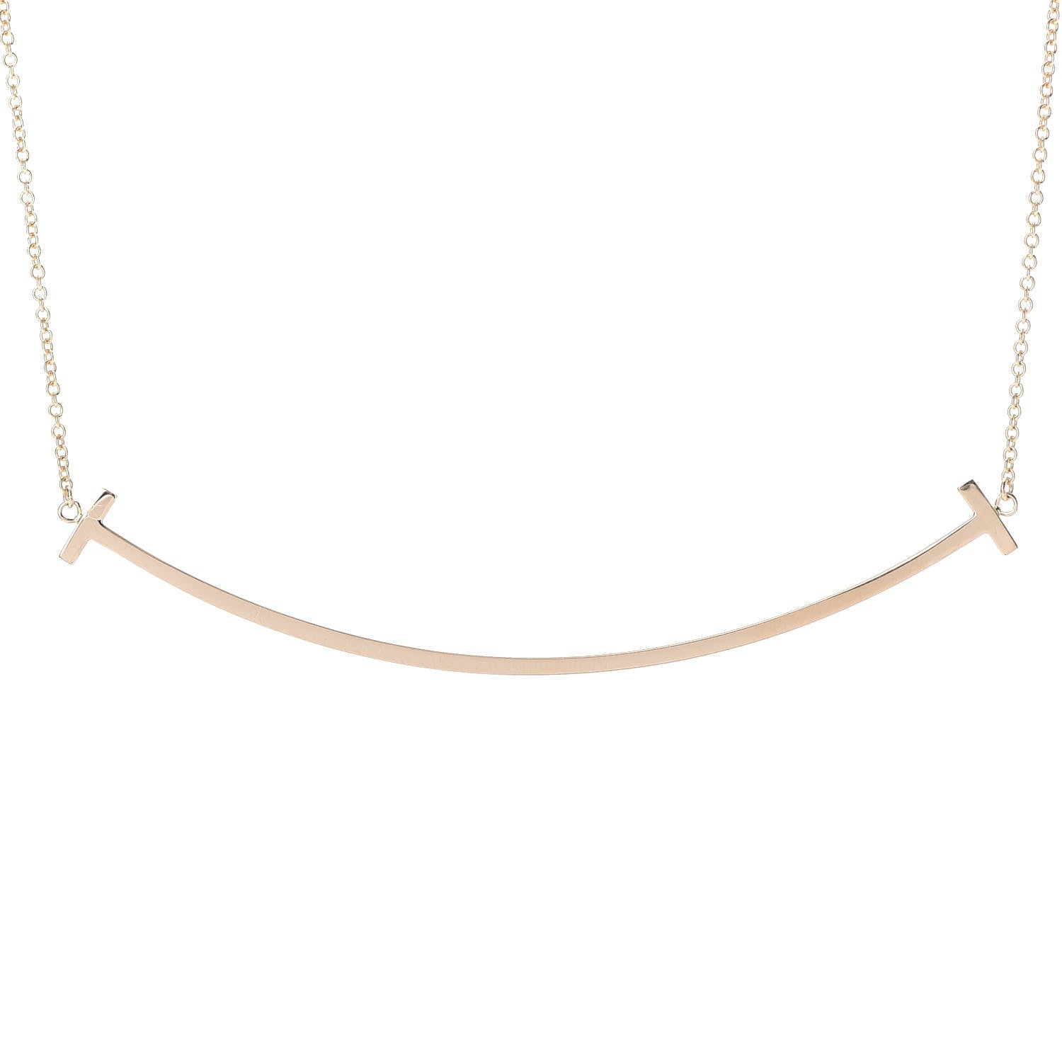 Tiffany 18K Rose Gold Large T Smile Pendant Necklace 4 of 6