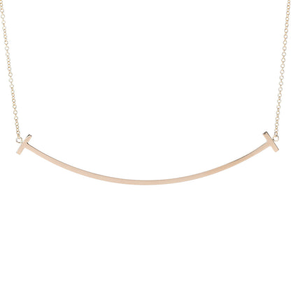 Tiffany 18K Rose Gold Large T Smile Pendant Necklace 4 of 6