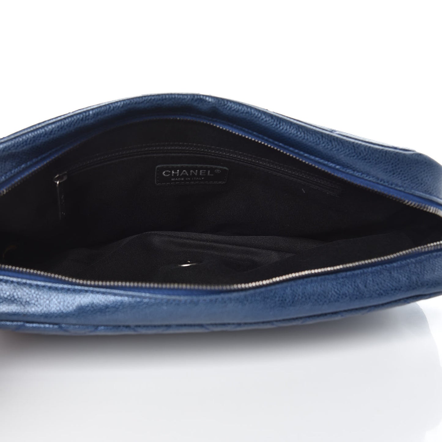 Iridescent Caviar Quilted Large Chic Flap Blue