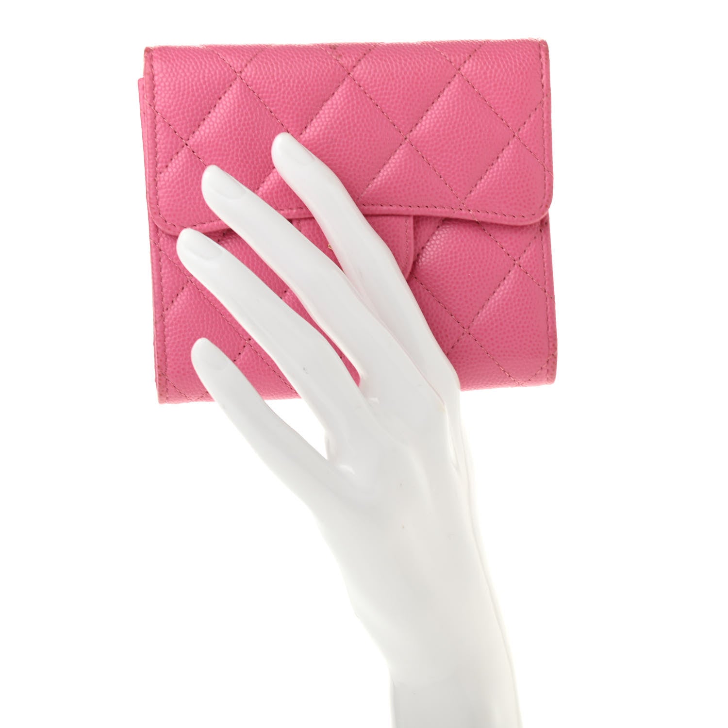 Chanel Caviar Quilted Compact Flap Wallet Pink 2 of 8