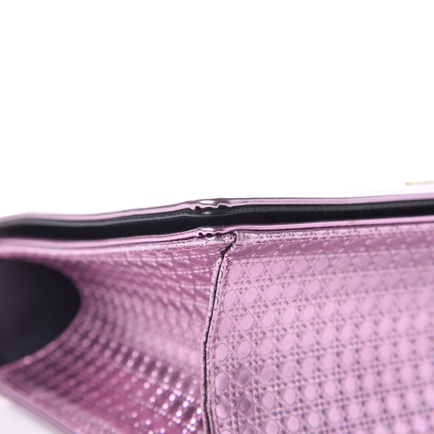 Metallic Patent Micro-Cannage Medium Diorama Flap Bag Pink