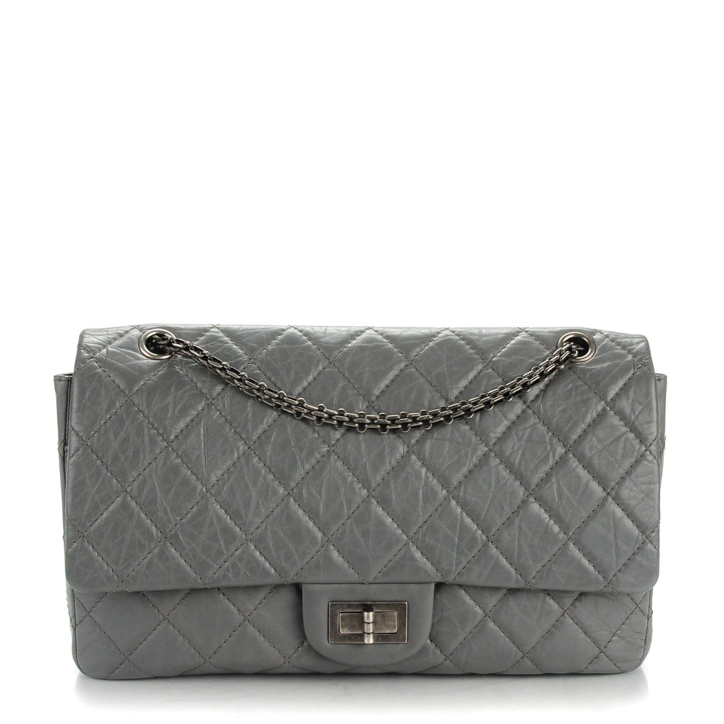 Aged Calfskin Quilted 2.55 Reissue 227 Flap Grey