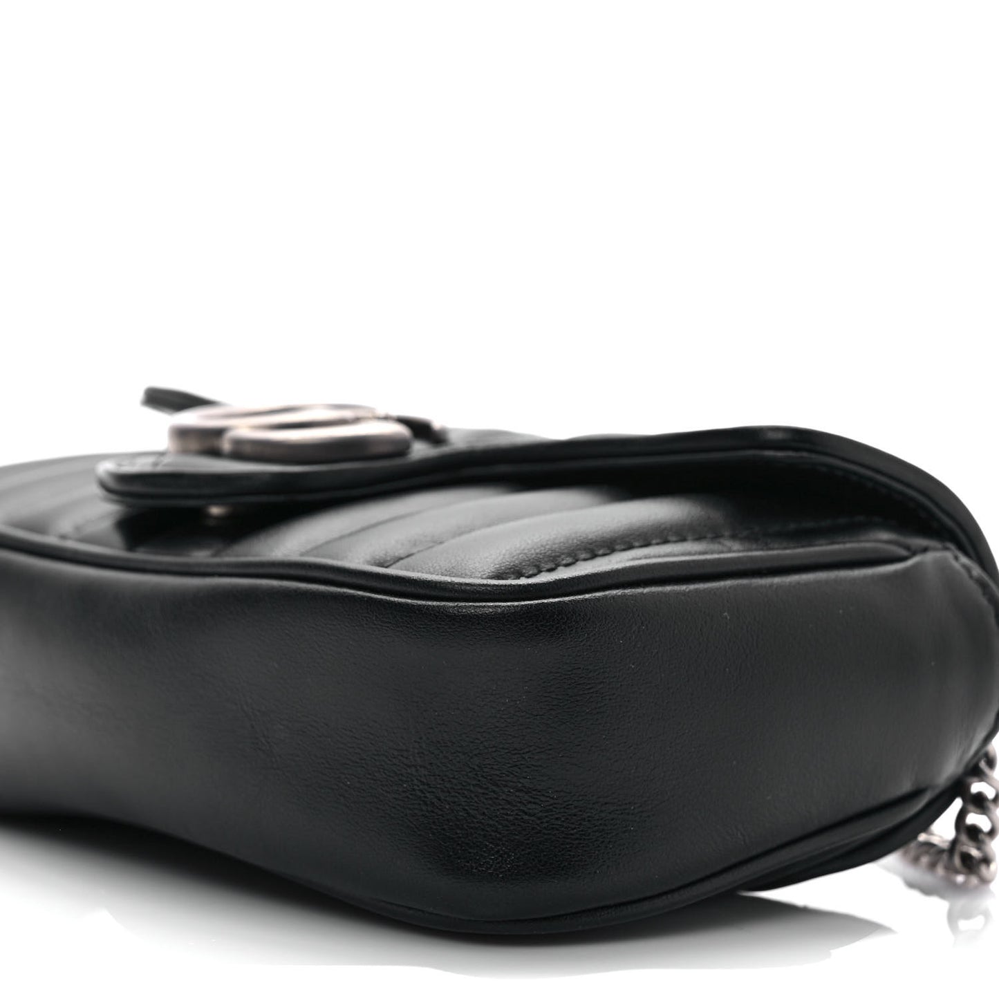 Calfskin Matelasse Aria Super Mini GG Marmont Shoulder Bag Black