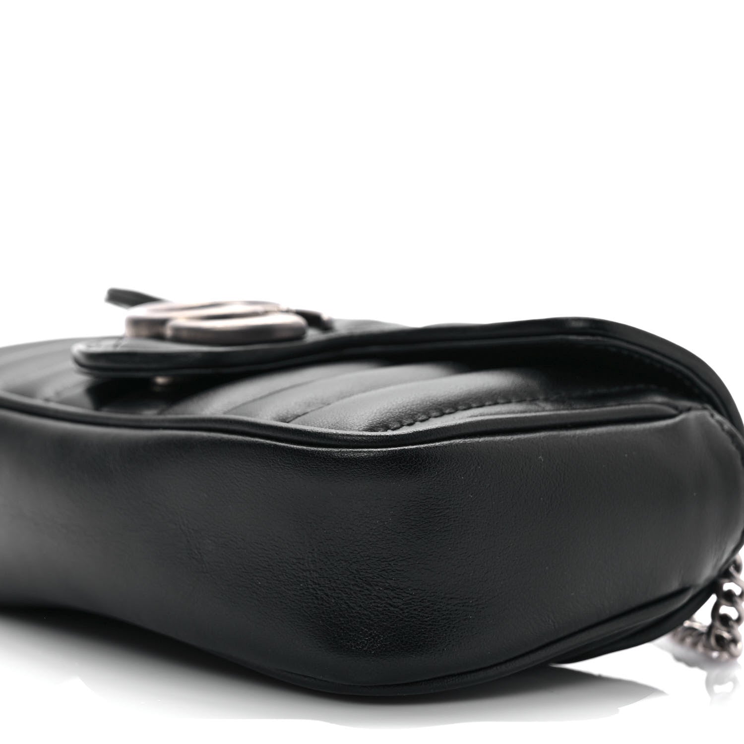 Gucci Calfskin Matelasse Aria Super Mini GG Marmont Shoulder Bag Black 9 of 9