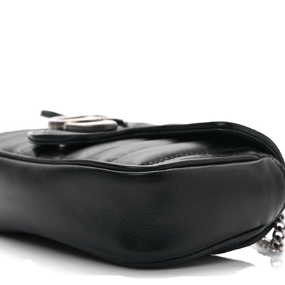 Gucci Calfskin Matelasse Aria Super Mini GG Marmont Shoulder Bag Black 9 of 9