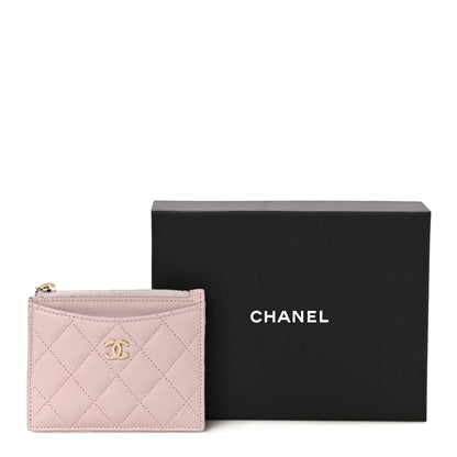 Chanel Caviar Quilted CC Zip Card Holder Light Pink 14 of 14