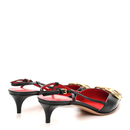 Valentino Garavani Calfskin Vlogo Slingback 40mm Pumps 37 Black 5 of 9