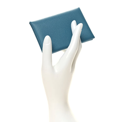 Hermes Epsom Calvi Duo Card Case Blue Jean 2 of 10