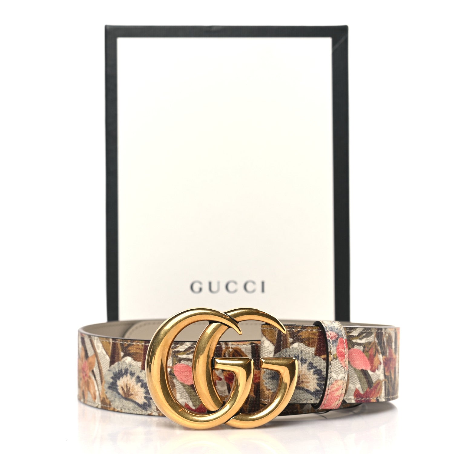 Gucci GG Supreme Monogram Water Flora Double G 40mm Belt 70 28 Beige White Multicolor 6 of 6