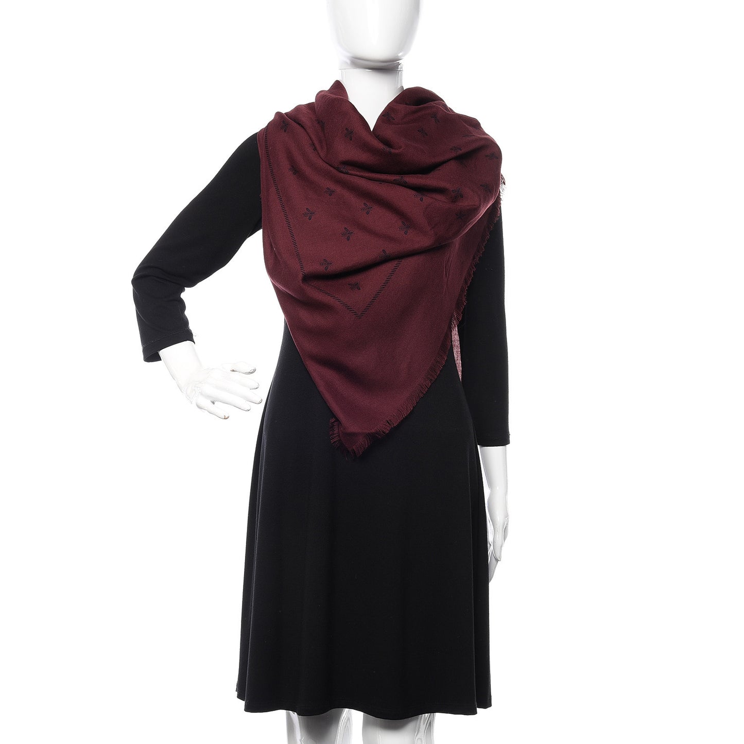 Wool Silk Bee Star Sternanis Scarf Shawl Amaranth Blue