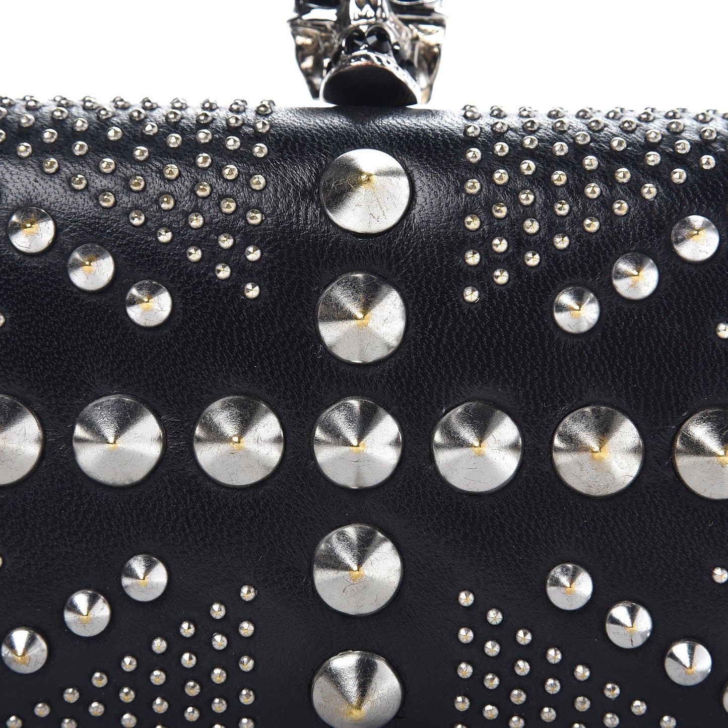 Nappa Studded Britannia Skull Box Clutch Black