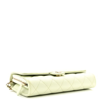 Chanel Caviar Quilted Phone Holder Wallet on Removable Chain Light Green 5 of 12