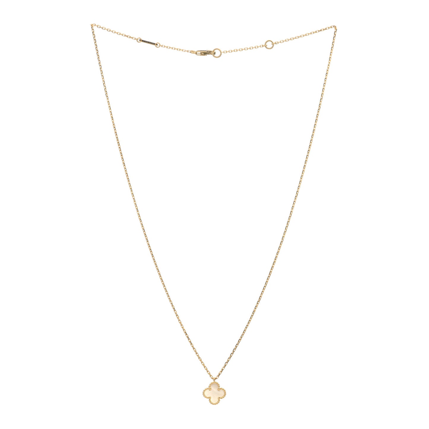 18K Yellow Gold Mother of Pearl Sweet Alhambra Pendant Necklace