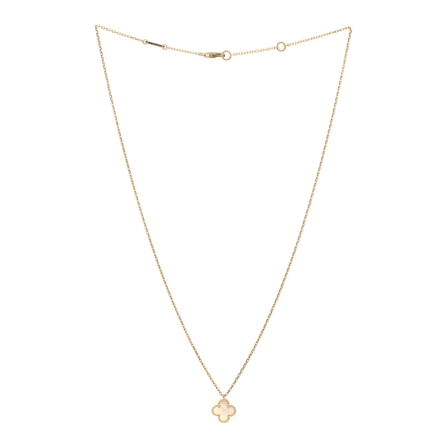 Van Cleef & Arpels 18K Yellow Gold Mother of Pearl Sweet Alhambra Pendant Necklace 3 of 5