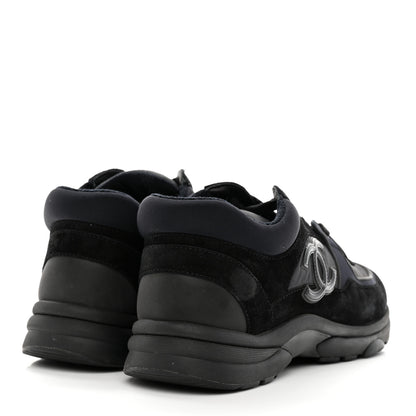Chanel Fabric Calfskin Suede CC Sneakers 38 Black 4 of 9