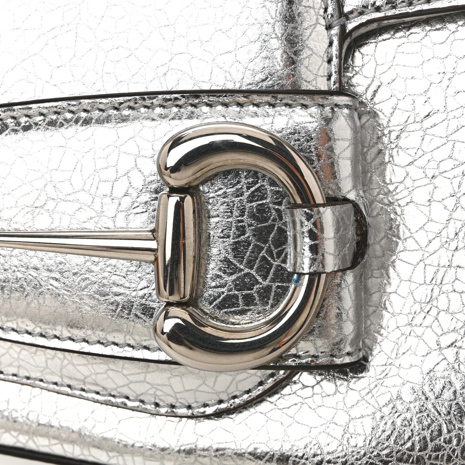 Gucci Metallic Demetra Small Horsebit 1955 Asymmetric Shoulder Bag Silver 11 of 12