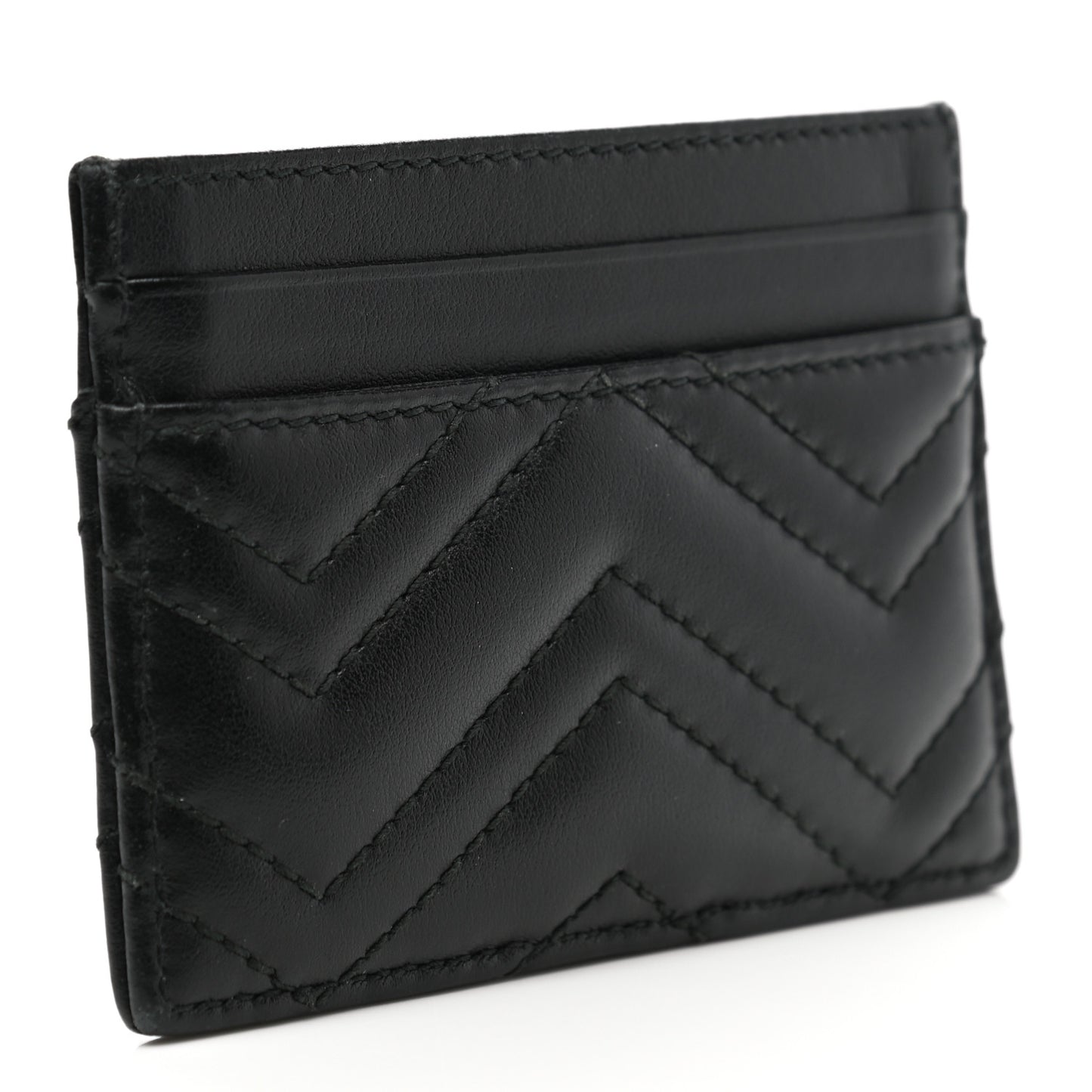 Calfskin Matelasse GG Marmont Card Holder Black