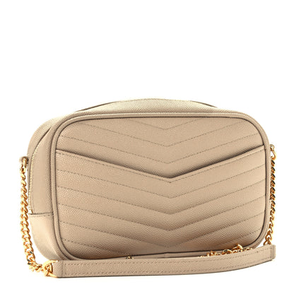 Saint Laurent Grain De Poudre Matelasse Monogram Mini Lou Camera Bag Dark Beige 3 of 10