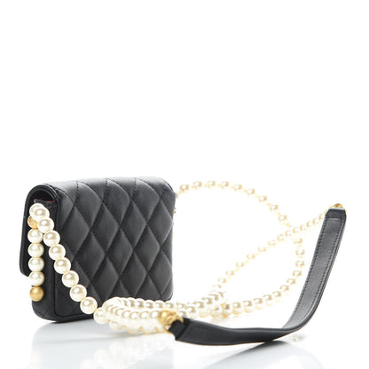 Chanel Calfskin Quilted About Pearls Card Holder Flap With Chain Black 3 of 12